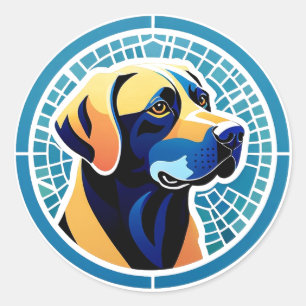 Geometrisches Hundskopf-Logo-Emblem Runder Aufkleber