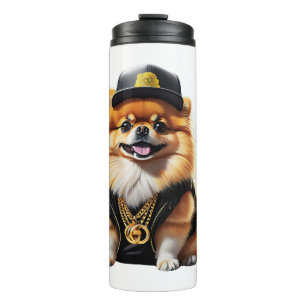 Geometrisches Husky-Gesicht Modernes Art Design Thermosbecher