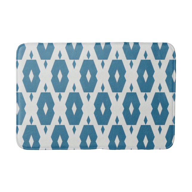 Geometrisches Indigo Diamond Bath Mat Medium Badematte (Vorderseite)