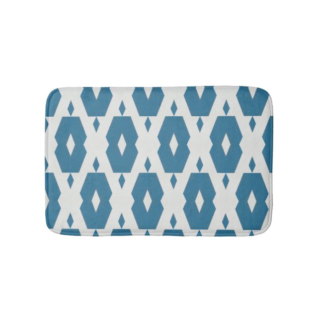 Geometrisches Indigo Diamond Bath Mat Small Badematte (Vorderseite)