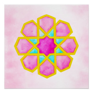 Geometrisches islamisches Kunstrosa Poster