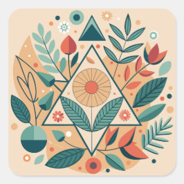 Geometrisches Jungle Foliage Quadratischer Aufkleber