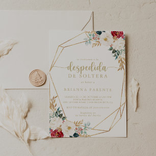 Geometrisches klassisches Gold Spanisches Brautpar Einladung