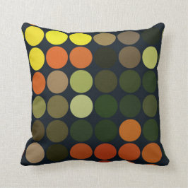Geometrisches Kunst-Gelb, Orange, grüne Kreise Kissen