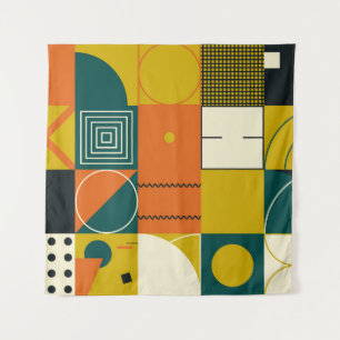 Geometrisches Kunstwerk mit einfachen Formen und f Wandteppich