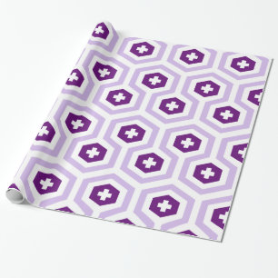 Geometrisches Lavender-Lila-Hexagon- und Kreuzmust Geschenkpapier