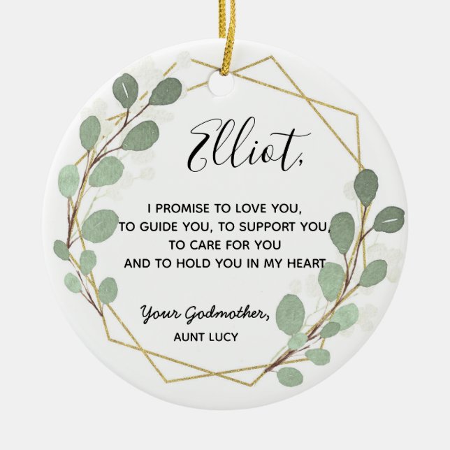 Geometrisches Leaf Greenery GodVater Boy Versprech Keramik Ornament (Vorne)