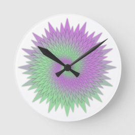 Geometrisches Lila und Grün Runde Wanduhr