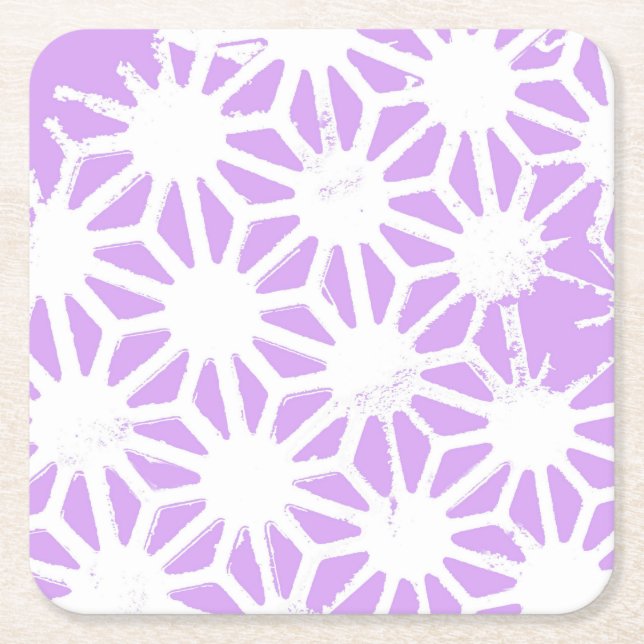 geometrisches Lilac-Muster Rechteckiger Pappuntersetzer (Vorderseite)