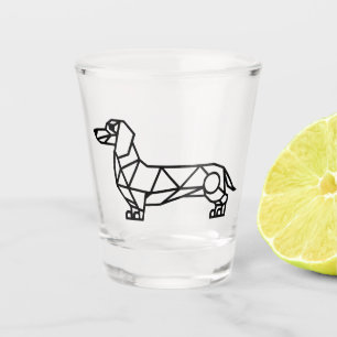 Geometrisches Linienbild einer Dackel Schnapsglas