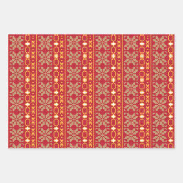 Geometrisches litauisches Sternmuster der Vintagen Geschenkpapier Set