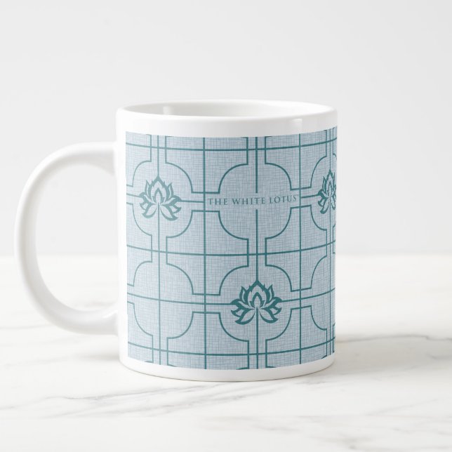 Geometrisches Lotus Grid-Muster - Der weiße Lotus Jumbo-Tasse (Links)