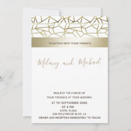 Geometrisches Luxusgold schwarz/weiß Einladung