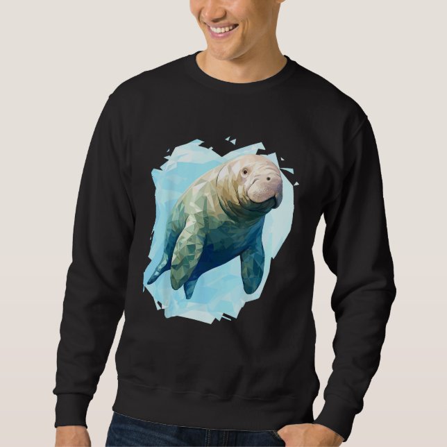 Geometrisches Manatee Lover Polygon Dugong Oceanol Sweatshirt (Vorderseite)