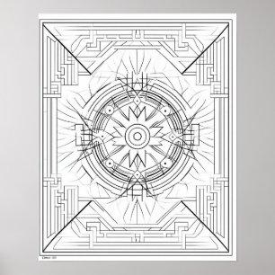 Geometrisches Mandala-Farbplakat für Erwachsene Poster