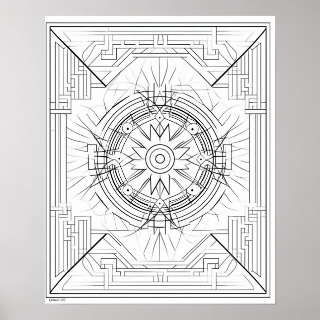Geometrisches Mandala-Farbplakat für Erwachsene Poster (Vorne)