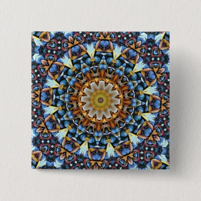 Geometrisches Mandala - Maßgeschneidert Button (Vorderseite)