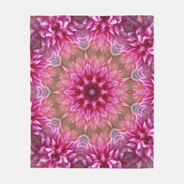 Geometrisches Mandala Pink-Blume-Muster-67545 Fleecedecke (Vorderseite)