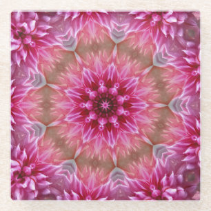 Geometrisches Mandala Pink-Blume-Muster-67545 Glasuntersetzer