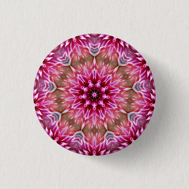 Geometrisches Mandala Pink-Blume-Muster-67545 Keyc Button (Vorderseite)