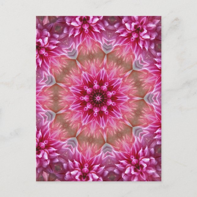 Geometrisches Mandala Pink-Blume-Muster-67545 Postkarte (Vorderseite)