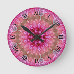 Geometrisches Mandala Pink-Blume-Muster-67545 Runde Wanduhr