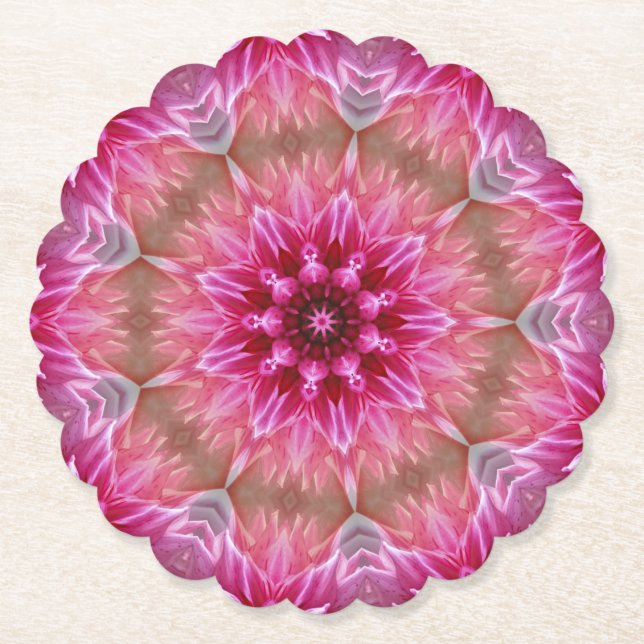 Geometrisches Mandala Pink-Blume-Muster-67545 Untersetzer (Vorderseite)