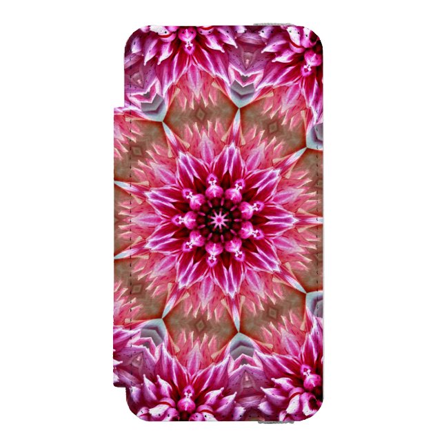 Geometrisches Mandala Rosa Blumenmuster-67545 Incipio iPhone Geldbeutel-Hülle (Folio Vorderseite)