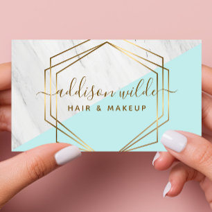 Geometrisches Marmor Moderne Blau und Gold Trendy  Visitenkarte