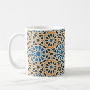 Geometrisches marokkanisches Fliesen- und Orangenm Kaffeetasse