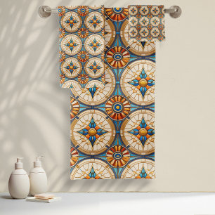 Geometrisches marokkanisches Fliesenmuster#2 Aquam Badhandtuch Set