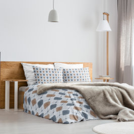 Geometrisches Maskulinmuster in Blau und Beige Kissenbezug