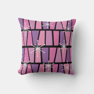 Geometrisches MCM Abstract Pink Purpur Kissen