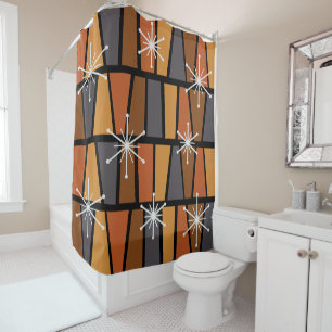 Geometrisches MCM Abstrakt Burnt Orange Duschvorhang