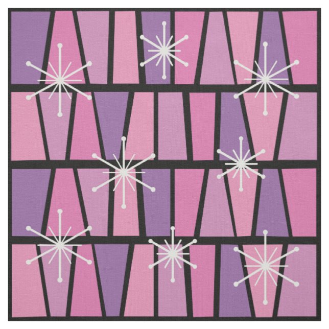 Geometrisches MCM Abstrakt rosa Lila Stoff (Muster)