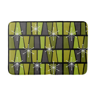 Geometrisches MCM Abstraktes Olive Green Badematte