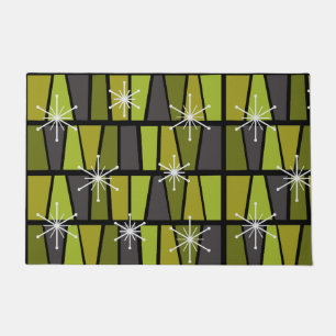 Geometrisches MCM Abstraktes Olive Green Fußmatte