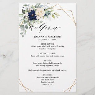 Geometrisches Menü für Hochzeitsmahlzeiten (Hochze