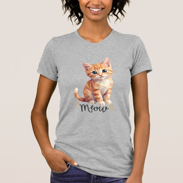 Geometrisches Meow T-Shirt (Vorderseite)