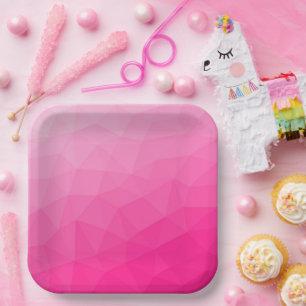 Geometrisches Messemuster mit Hot rosa Gradient Pappteller