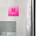 Geometrisches Messprofil Monogram Magnet<br><div class="desc">Monogram Personalize mit Ihrem benutzerdefinierten Initial und Namen. Hot rosa Gefälle geometrische Maschenmuster dreiecke ombre. Dreieck geometrische Masche mit cooler Ober-Farbverlauf.</div>