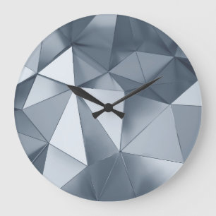 Geometrisches Metall: Dreidimensionales Muster Große Wanduhr