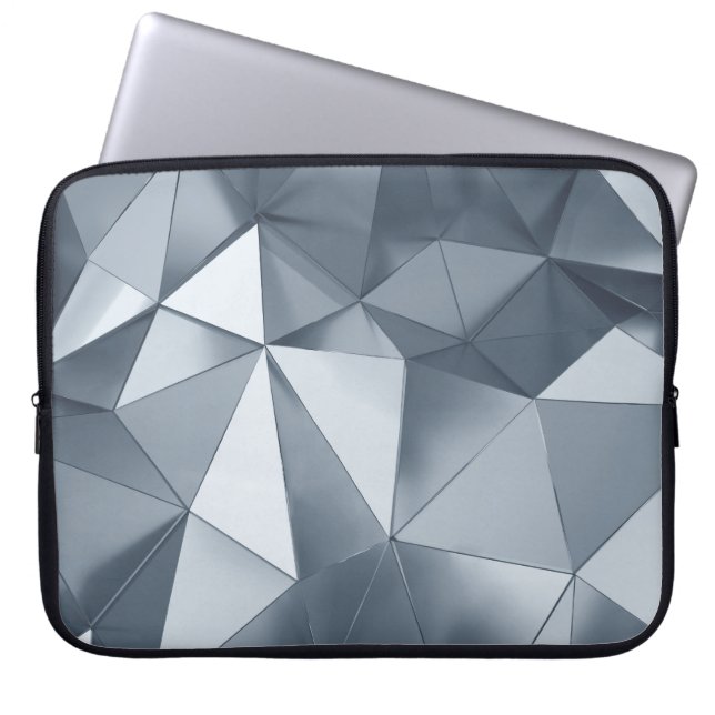 Geometrisches Metall: Dreidimensionales Muster Laptopschutzhülle (Vorderseite)