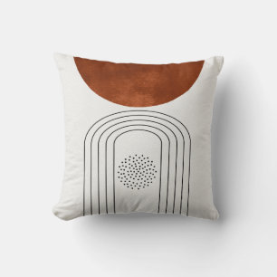 Geometrisches Mid-Century-Modern-Orangeton-Wurfkis Kissen