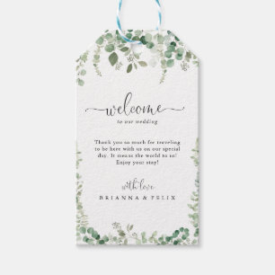 Geometrisches Minimalistisches Eukalyptus-Hochzeit Geschenkanhänger