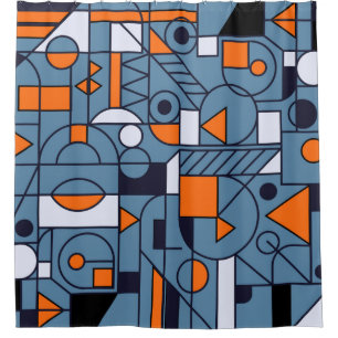 Geometrisches minimalistisches Retroposter mit si Duschvorhang