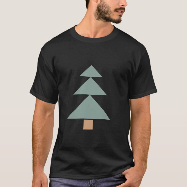 Geometrisches Minimalistisches Weihnachtsbaumdesig T-Shirt (Vorderseite)
