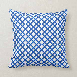 Geometrisches Mittelmeerblau-Gitter modern Kissen