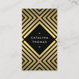 Geometrisches Mod fett Schwarz- und Goldmuster Visitenkarte