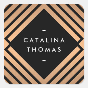 Geometrisches Mod fett Schwarz und Kupfer-Muster Quadratischer Aufkleber